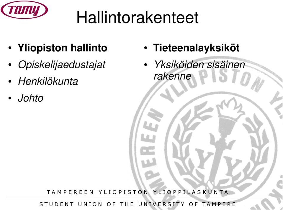 Henkilökunta Tieteenalayksiköt