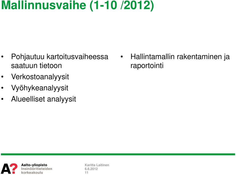 Verkostoanalyysit Vyöhykeanalyysit