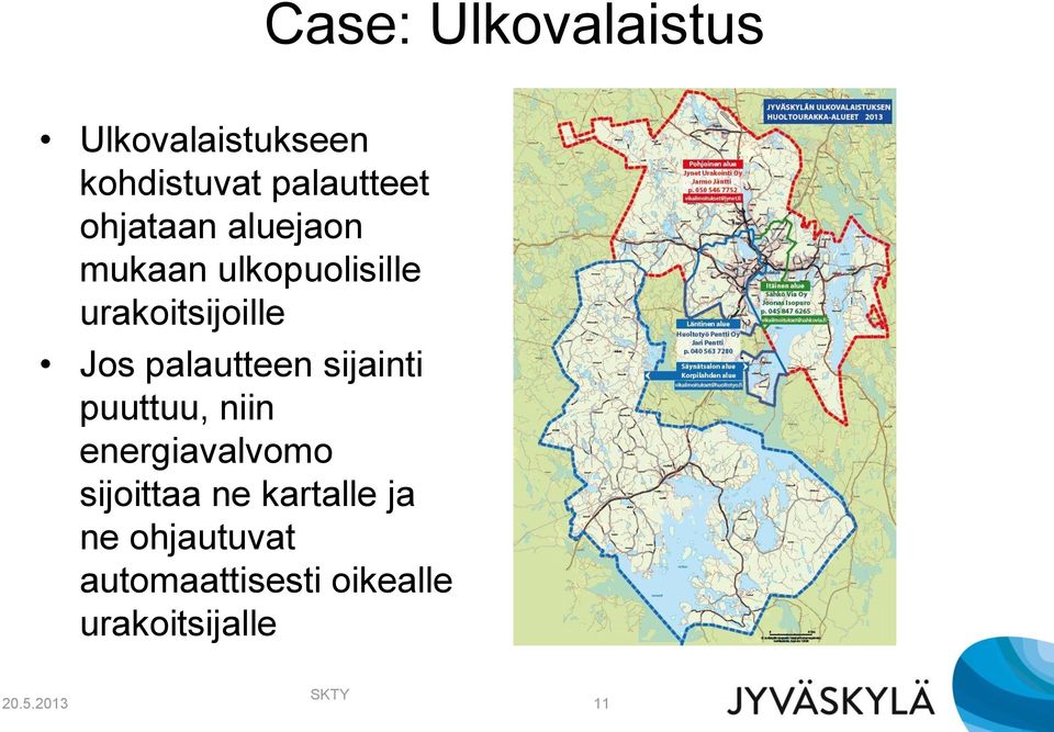 palautteen sijainti puuttuu, niin energiavalvomo sijoittaa ne