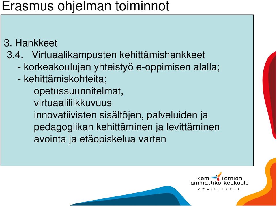 alalla; - kehittämiskohteita; opetussuunnitelmat, virtuaaliliikkuvuus
