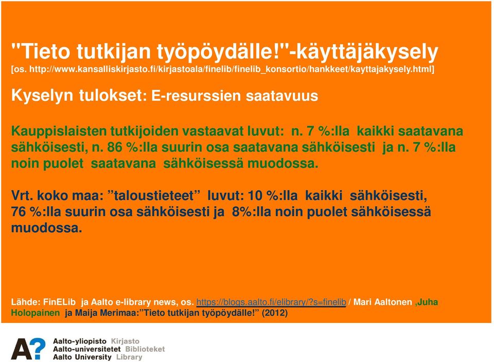 koko maa: taloustieteet luvut: 10 %:lla kaikki sähköisesti, 76 %:lla suurin osa sähköisesti ja 8%:lla noin puolet sähköisessä muodossa.