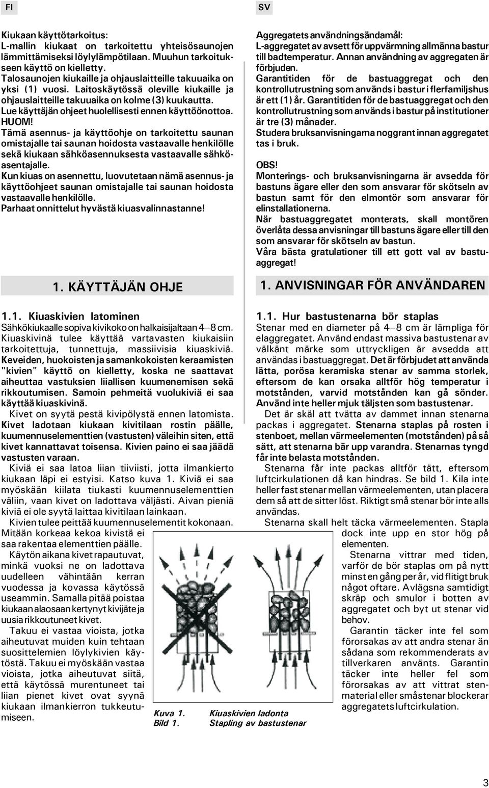 Lue käyttäjän ohjeet huolellisesti ennen käyttöönottoa. HUOM!