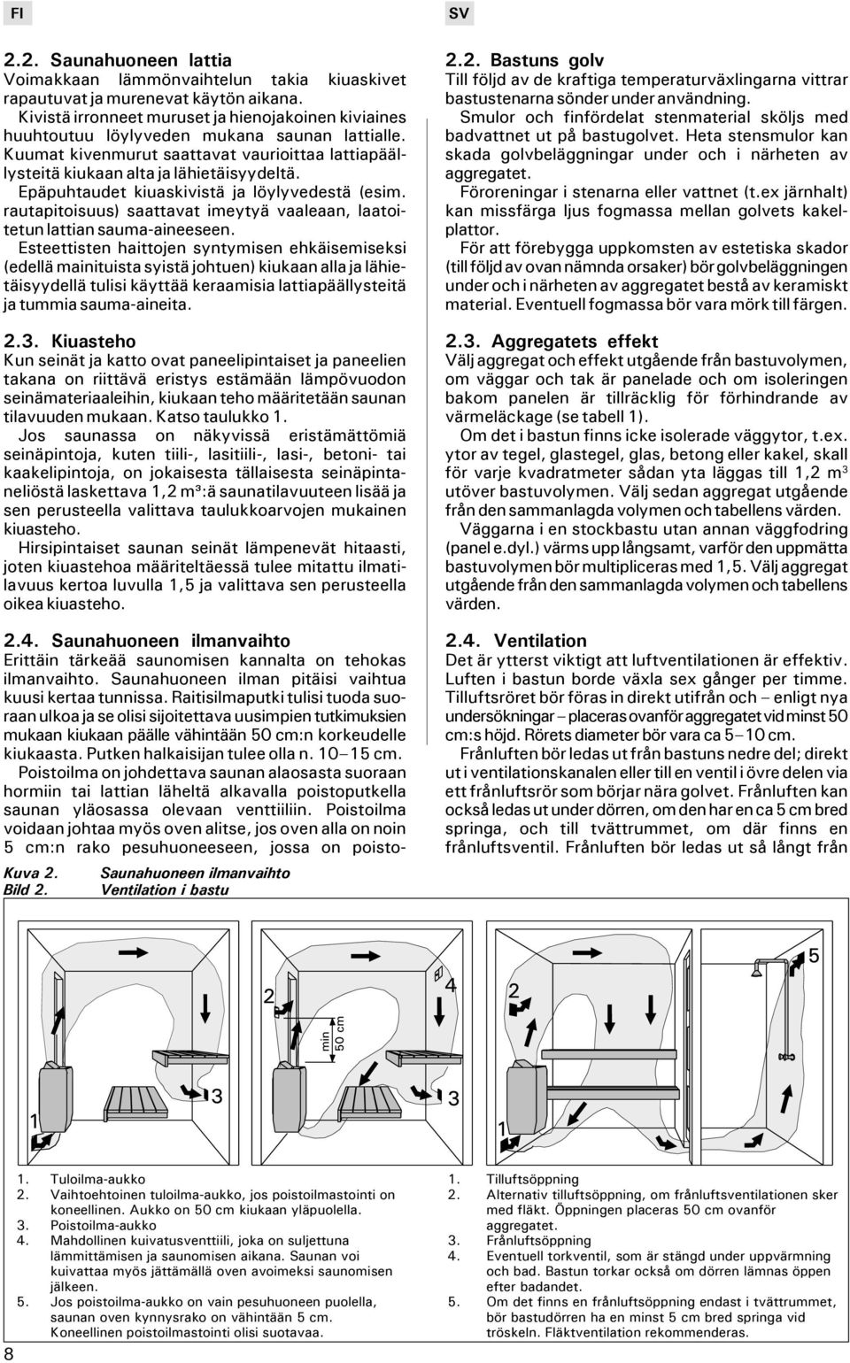 Epäpuhtaudet kiuaskivistä ja löylyvedestä (esim. rautapitoisuus) saattavat imeytyä vaaleaan, laatoitetun lattian sauma-aineeseen.