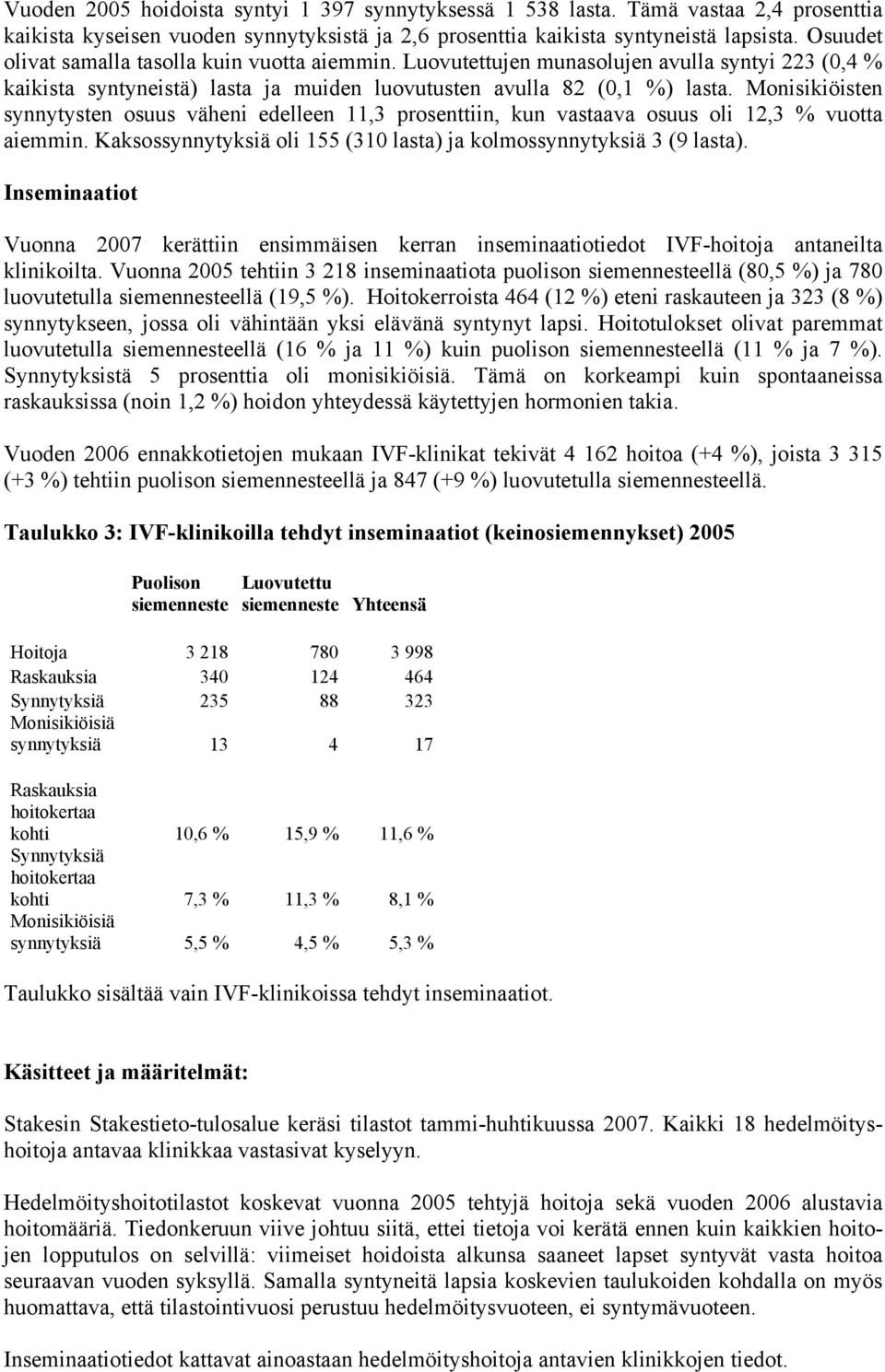 Monisikiöisten synnytysten osuus väheni edelleen 11,3 prosenttiin, kun vastaava osuus oli 12,3 % vuotta aiemmin. Kaksossynnytyksiä oli 155 (310 lasta) ja kolmossynnytyksiä 3 (9 lasta).