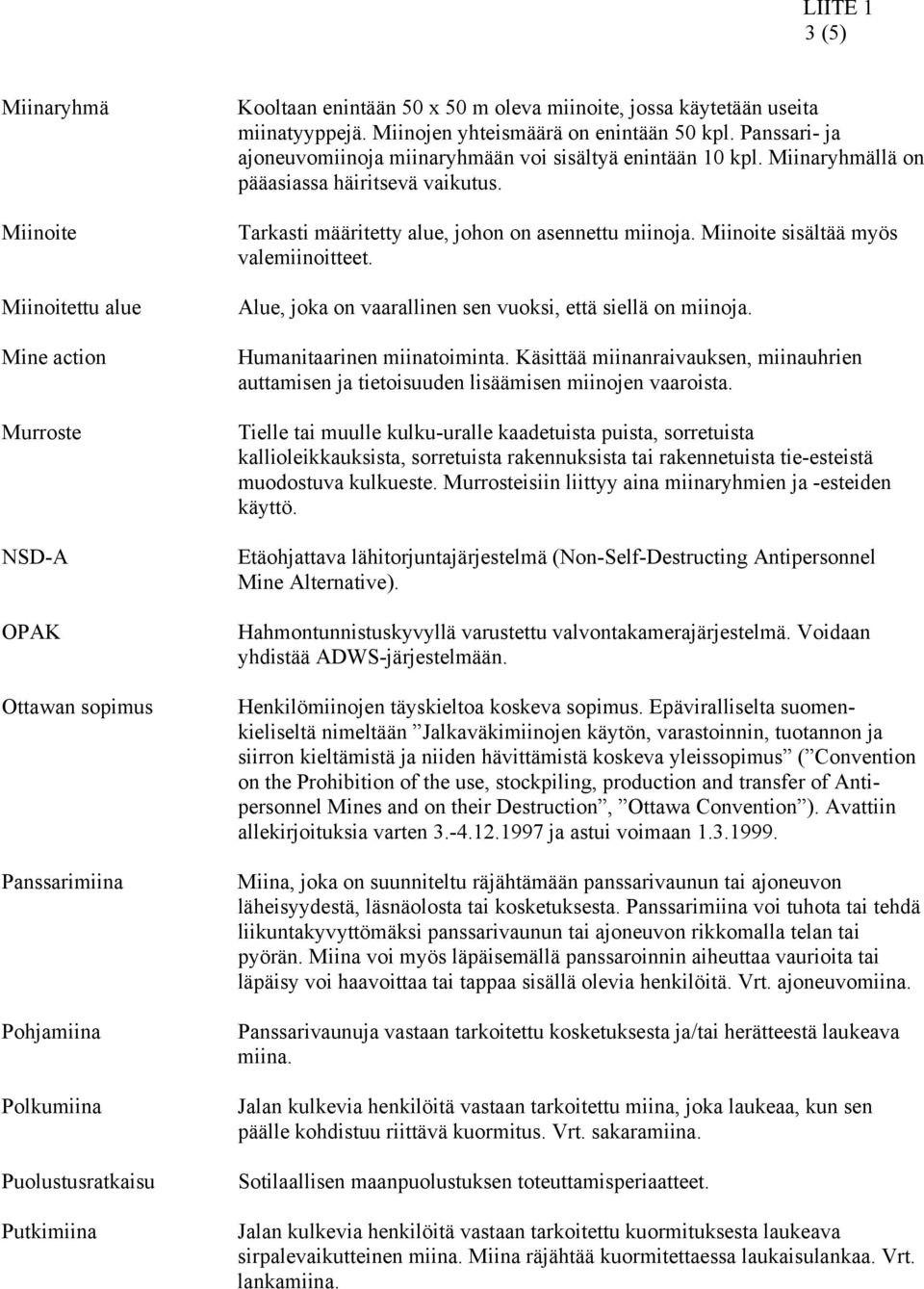 Miinaryhmällä on pääasiassa häiritsevä vaikutus. Tarkasti määritetty alue, johon on asennettu miinoja. Miinoite sisältää myös valemiinoitteet.