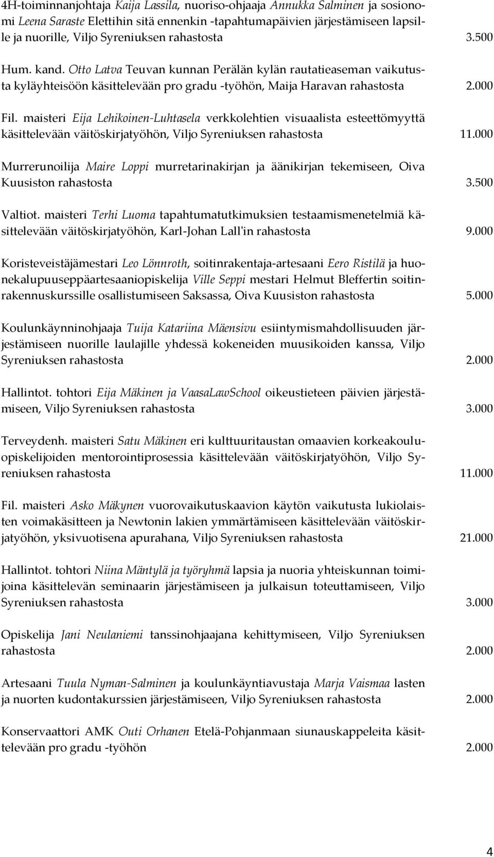 maisteri Eija Lehikoinen-Luhtasela verkkolehtien visuaalista esteettömyyttä käsittelevään väitöskirjatyöhön, Viljo Syreniuksen rahastosta 11.