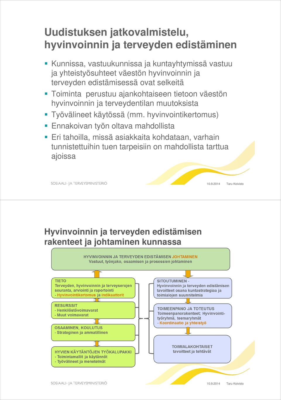 terveydentilan muutoksista Työvälineet käytössä (mm.