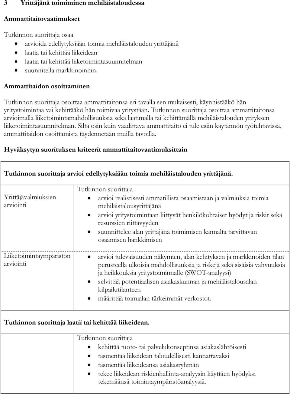 Ammattitaidon osoittaminen osoittaa ammattitaitonsa eri tavalla sen mukaisesti, käynnistääkö hän yritystoimintaa vai kehittääkö hän toimivaa yritystään.