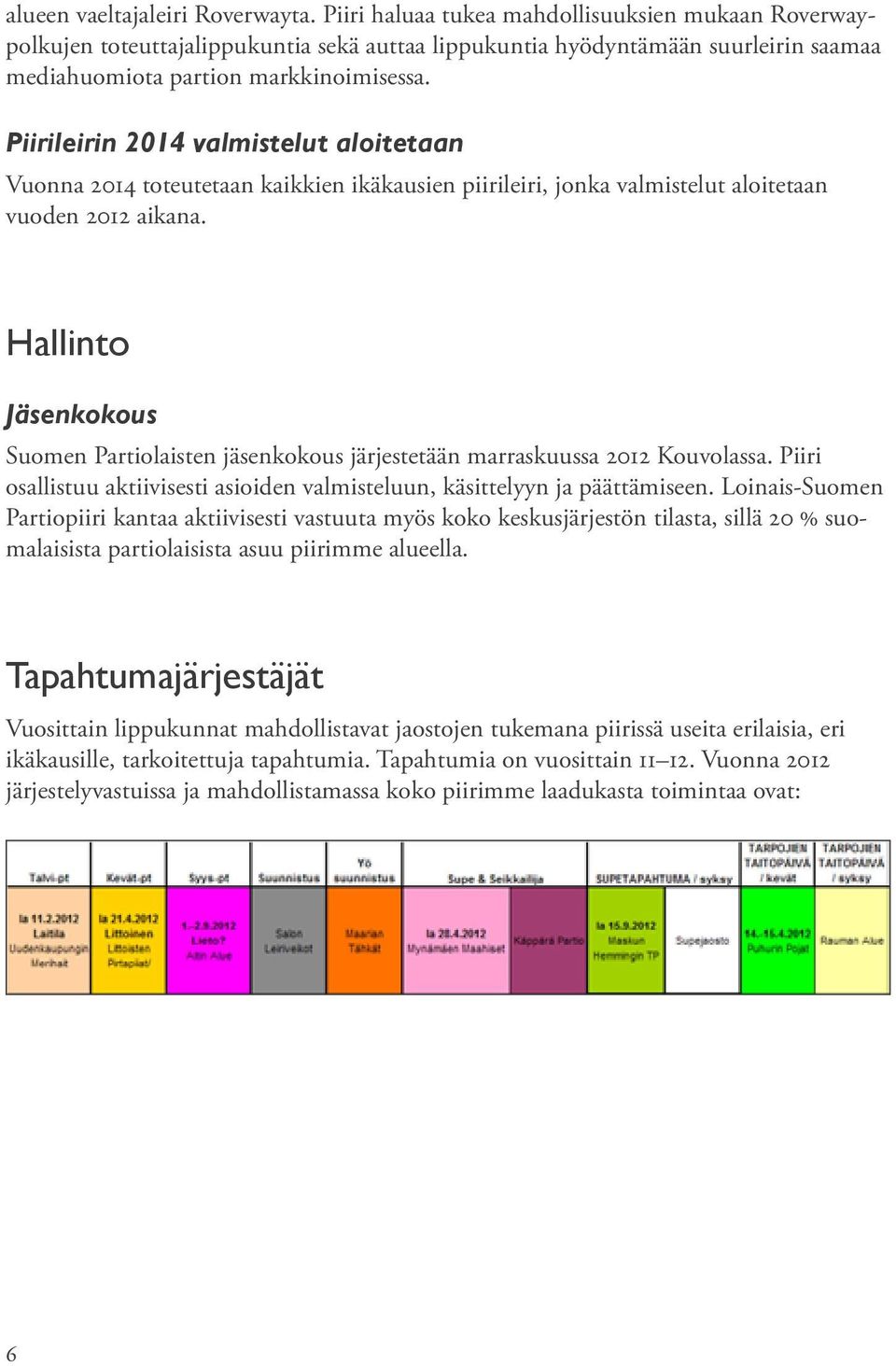Piirileirin 2014 valmistelut aloitetaan Vuonna 2014 toteutetaan kaikkien ikäkausien piirileiri, jonka valmistelut aloitetaan vuoden 2012 aikana.