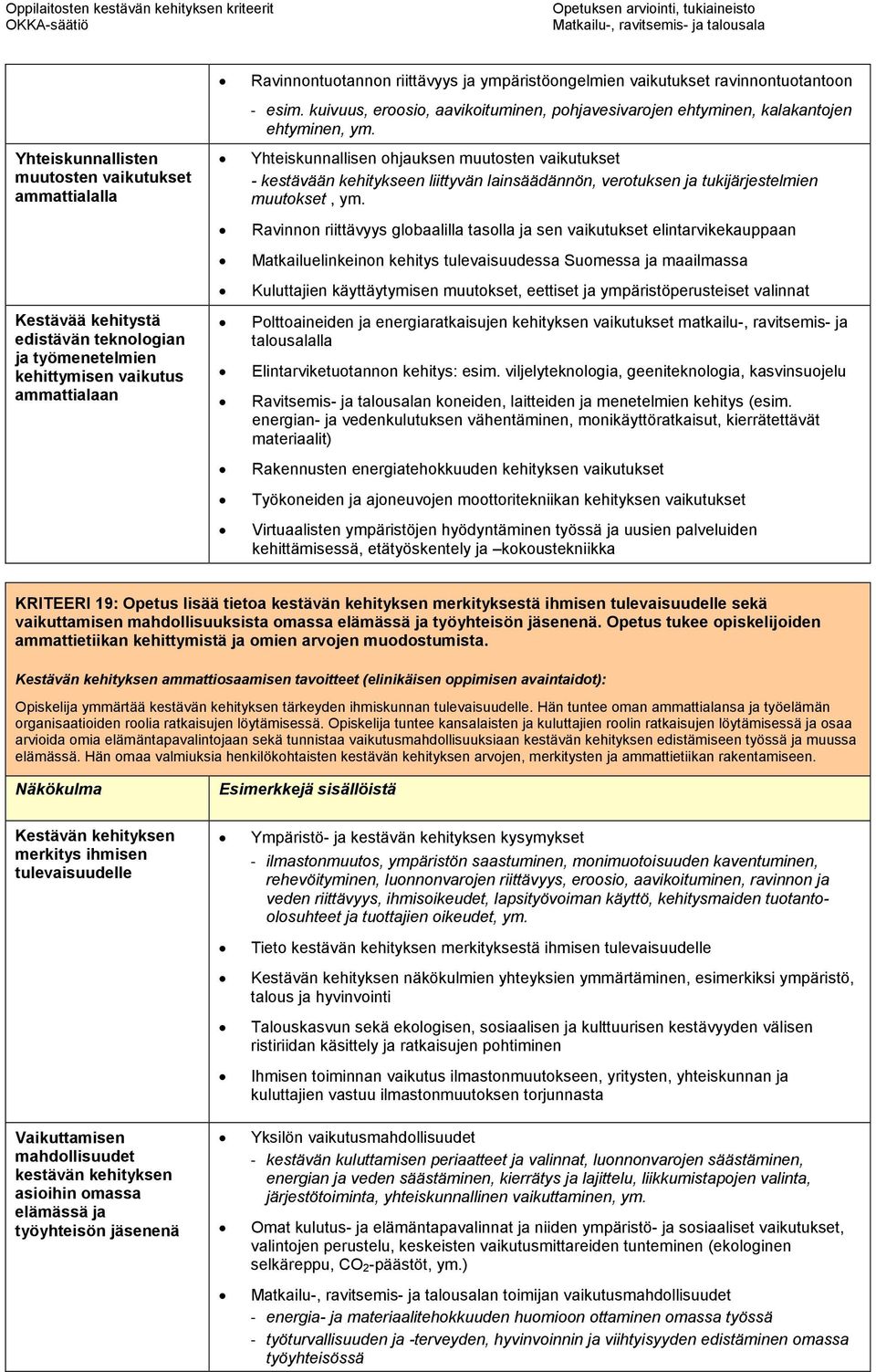 Yhteiskunnallisen ohjauksen muutosten vaikutukset - kestävään kehitykseen liittyvän lainsäädännön, verotuksen ja tukijärjestelmien muutokset, ym.