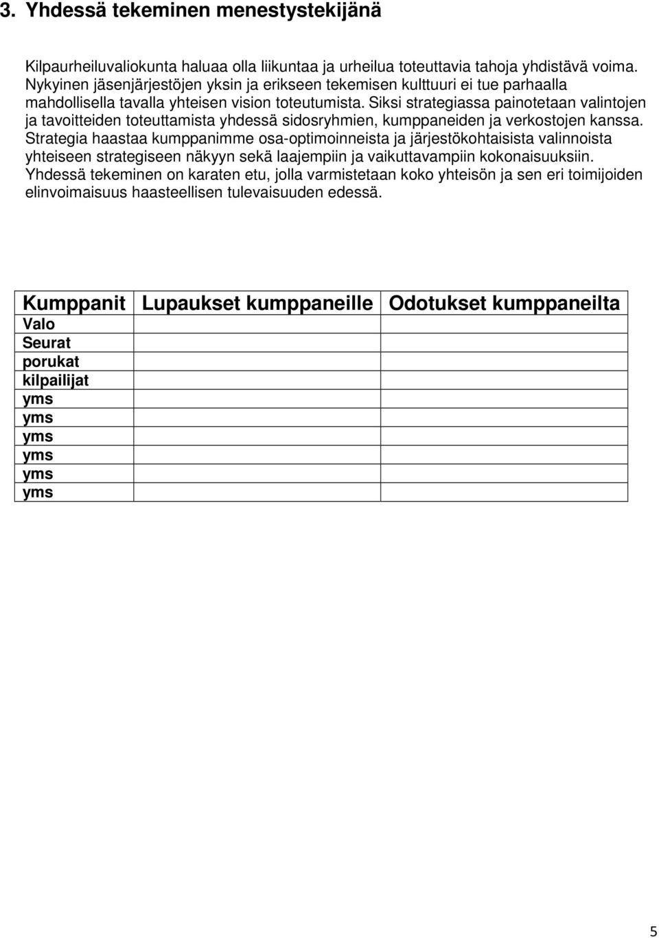 Siksi strategiassa painotetaan valintojen ja tavoitteiden toteuttamista yhdessä sidosryhmien, kumppaneiden ja verkostojen kanssa.