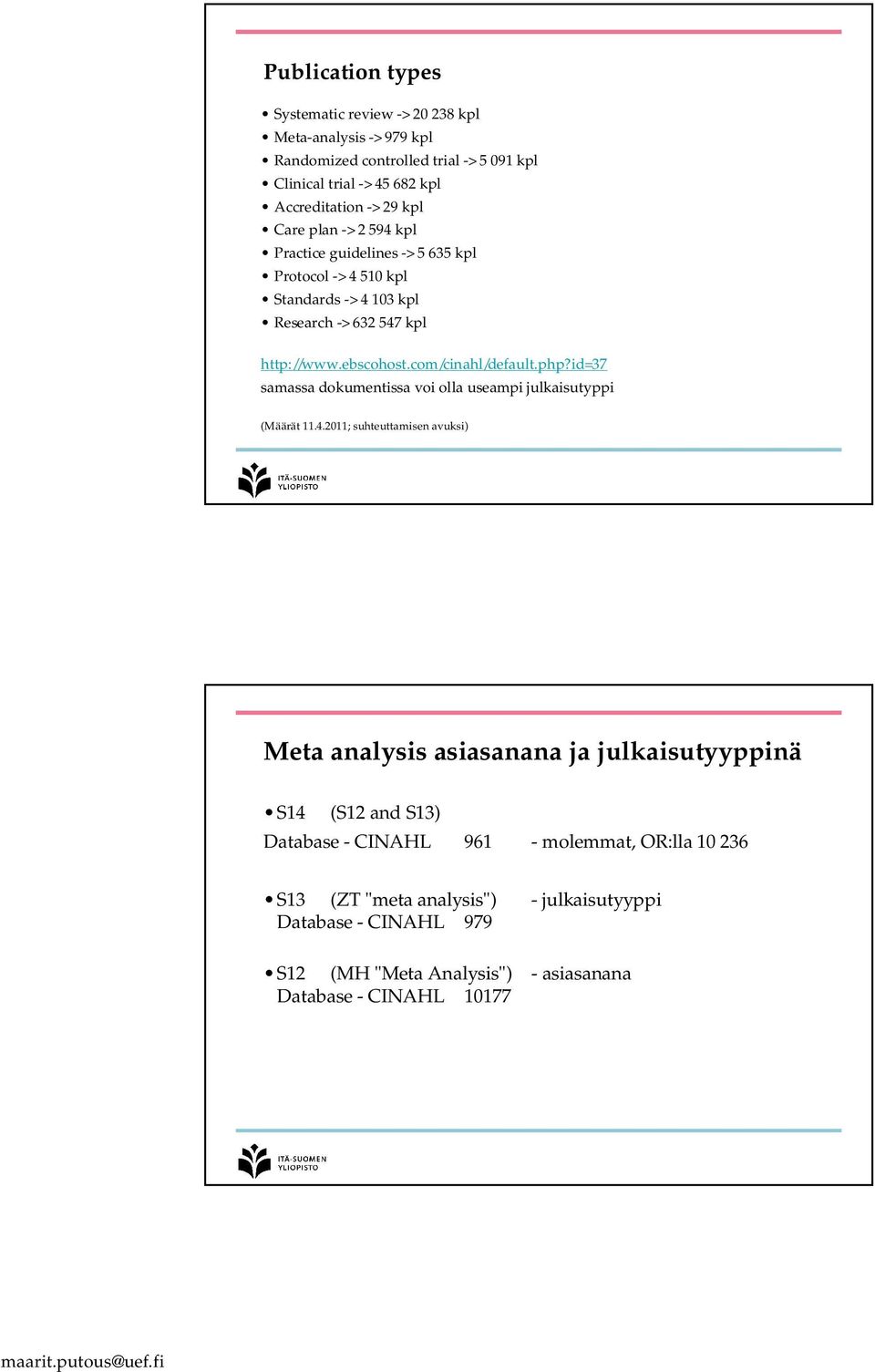 id=37 samassa dokumentissa voi olla useampi julkaisutyppi (Määrät 11.4.