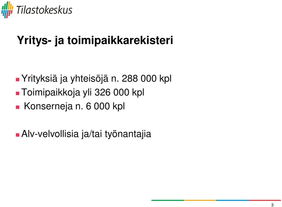 288 000 kpl Toimipaikkoja yli 326 000