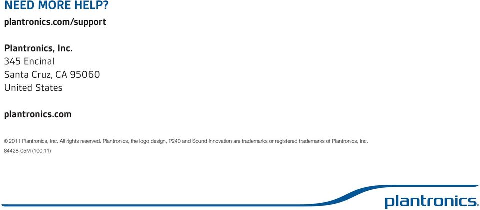 com 2011 Plantronics, Inc. All rights reserved.