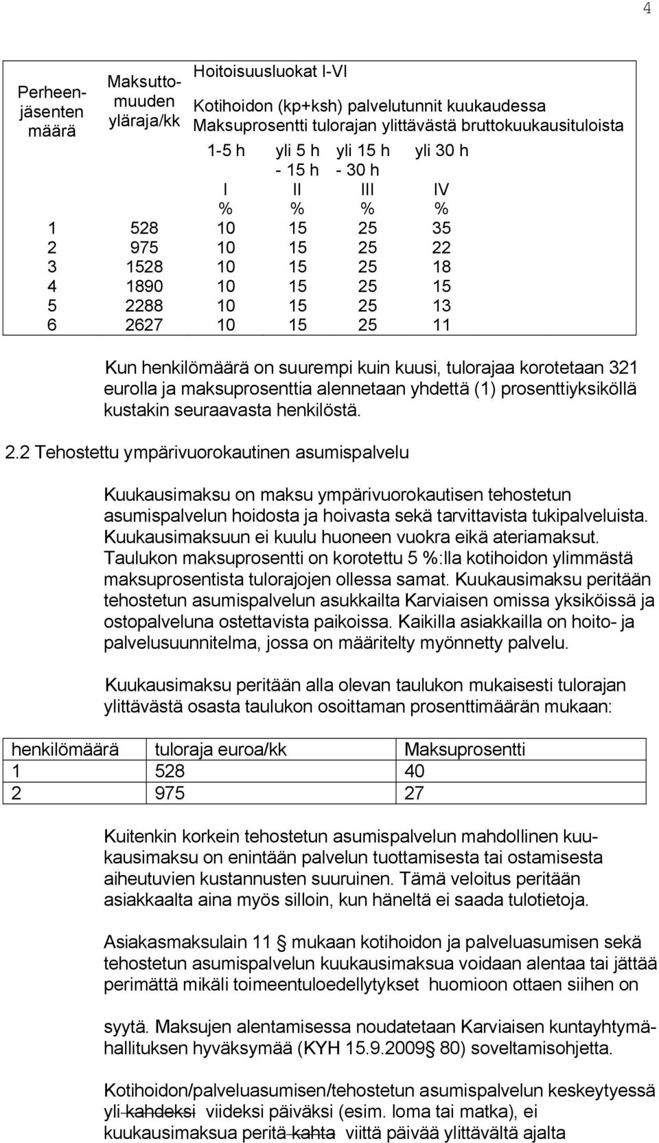 tulorajaa korotetaan 321 eurolla ja maksuprosenttia alennetaan yhdettä (1) prosenttiyksiköllä kustakin seuraavasta henkilöstä. 2.