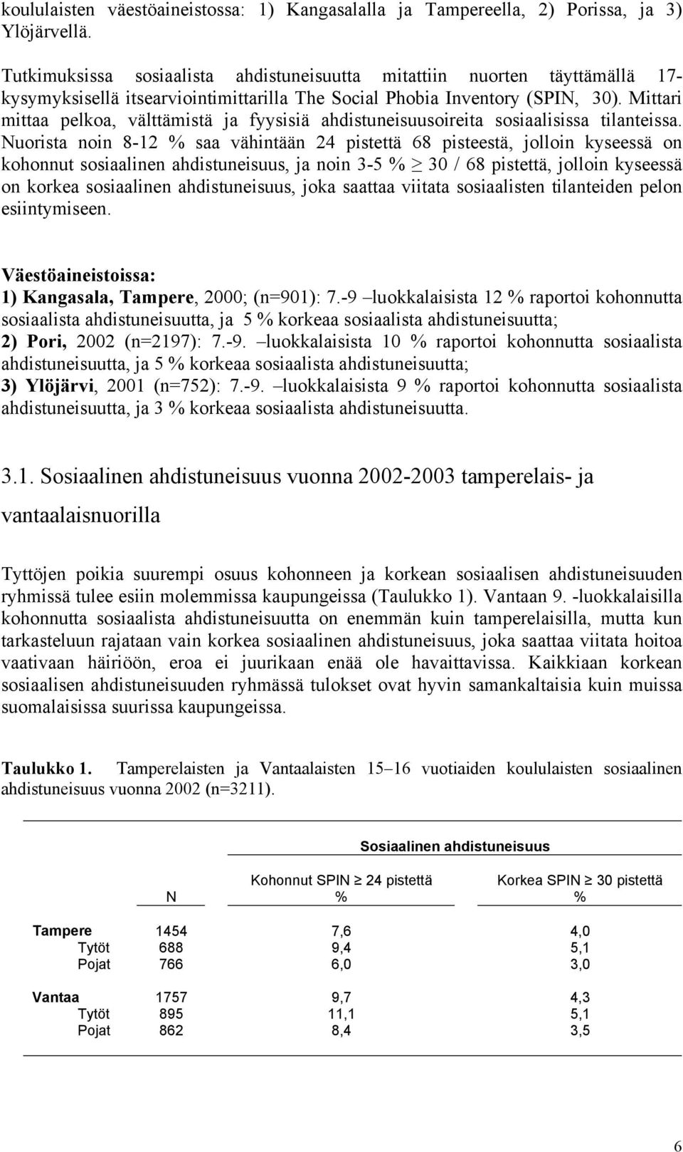 Mittari mittaa pelkoa, välttämistä ja fyysisiä ahdistuneisuusoireita sosiaalisissa tilanteissa.