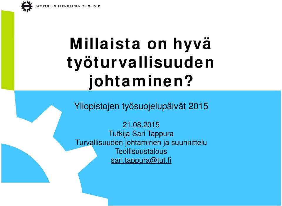 2015 Tutkija Sari Tappura Turvallisuuden
