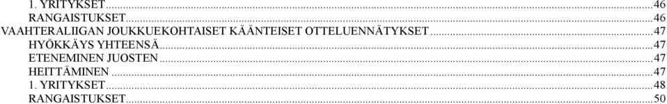 OTTELUENNÄTYKSET... 47 HYÖKKÄYS YHTEENSÄ.