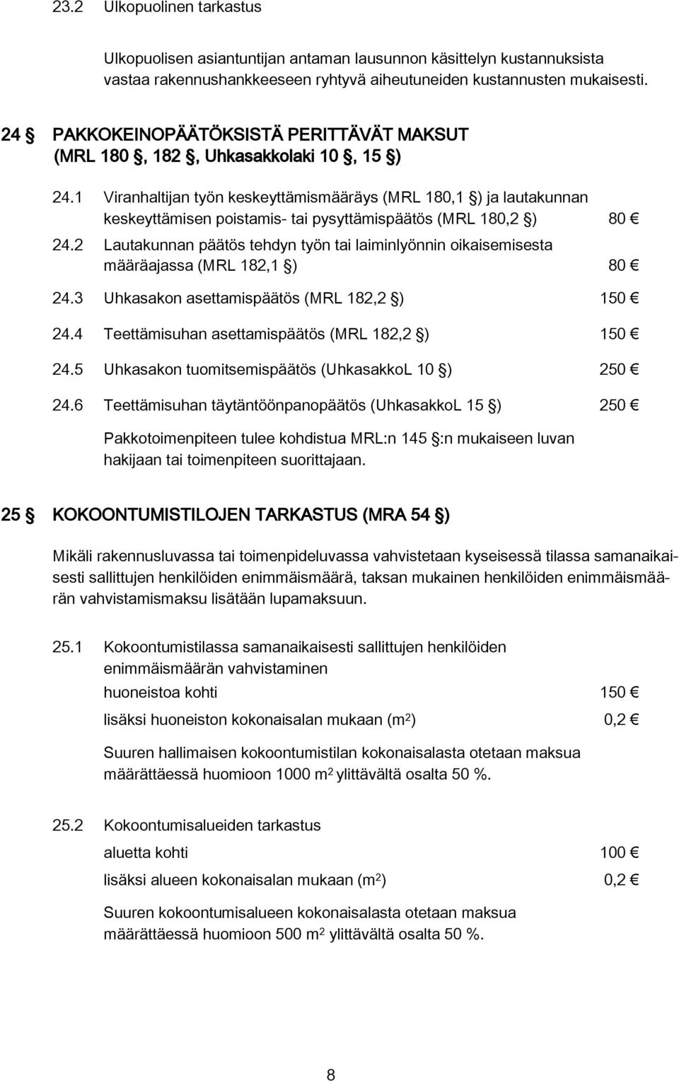 1 Viranhaltijan työn keskeyttämismääräys (MRL 180,1 ) ja lautakunnan keskeyttämisen poistamis- tai pysyttämispäätös (MRL 180,2 ) 80 24.