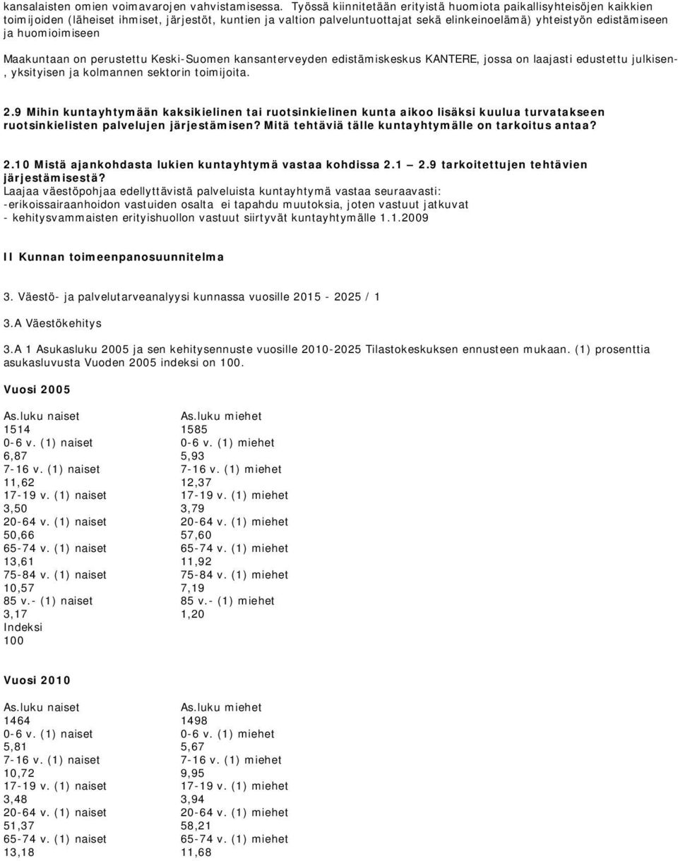 huomioimiseen Maakuntaan on perustettu Keski-Suomen kansanterveyden edistämiskeskus KANTERE, jossa on laajasti edustettu julkisen-, yksityisen ja kolmannen sektorin toimijoita. 2.