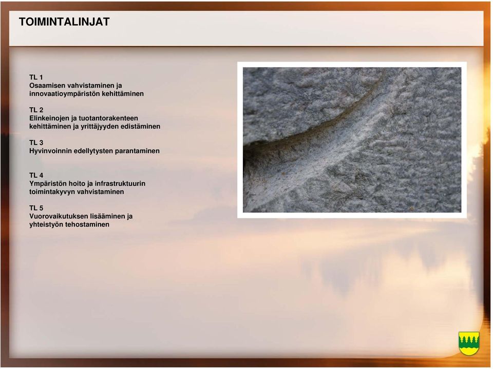 Hyvinvoinnin edellytysten parantaminen TL 4 Ympäristön hoito ja infrastruktuurin