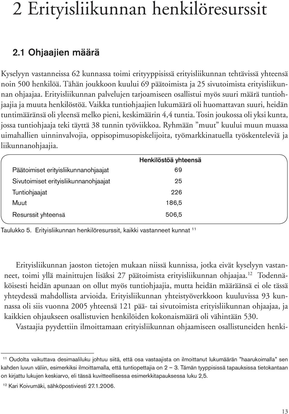 Vaikka tuntiohjaajien lukumäärä oli huomattavan suuri, heidän tuntimääränsä oli yleensä melko pieni, keskimäärin 4,4 tuntia.
