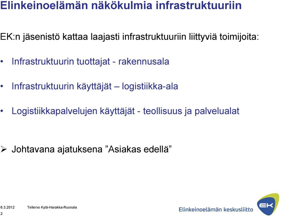 tuottajat - rakennusala Infrastruktuurin käyttäjät logistiikka-ala