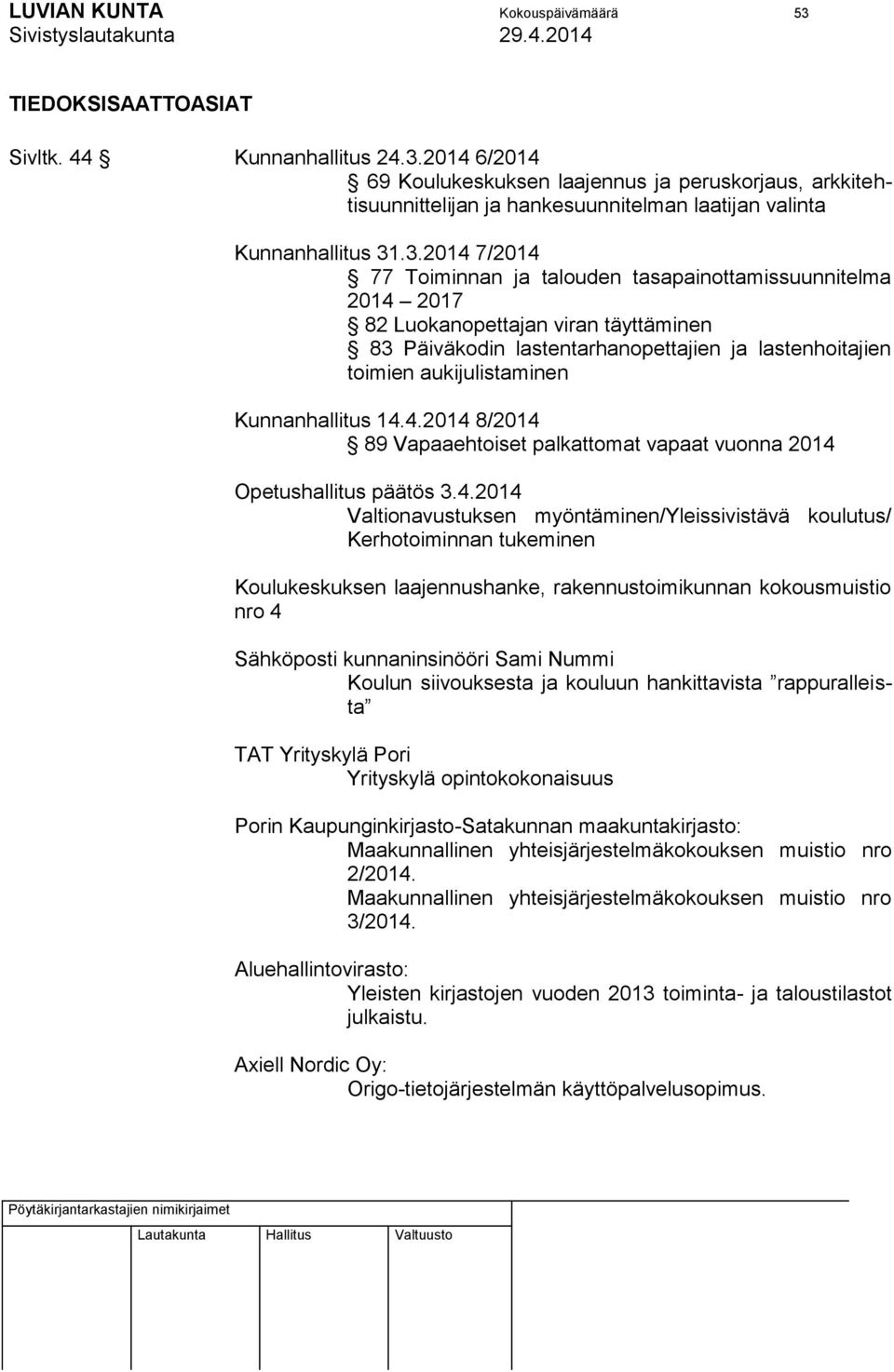 Kunnanhallitus 14.