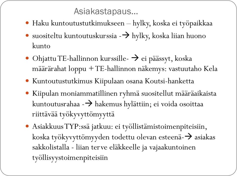 moniammatillinen ryhmä suositellut määräaikaista kuntoutusrahaa - hakemus hylättiin; ei voida osoittaa riittävää työkyvyttömyyttä Asiakkuus TYP:ssä