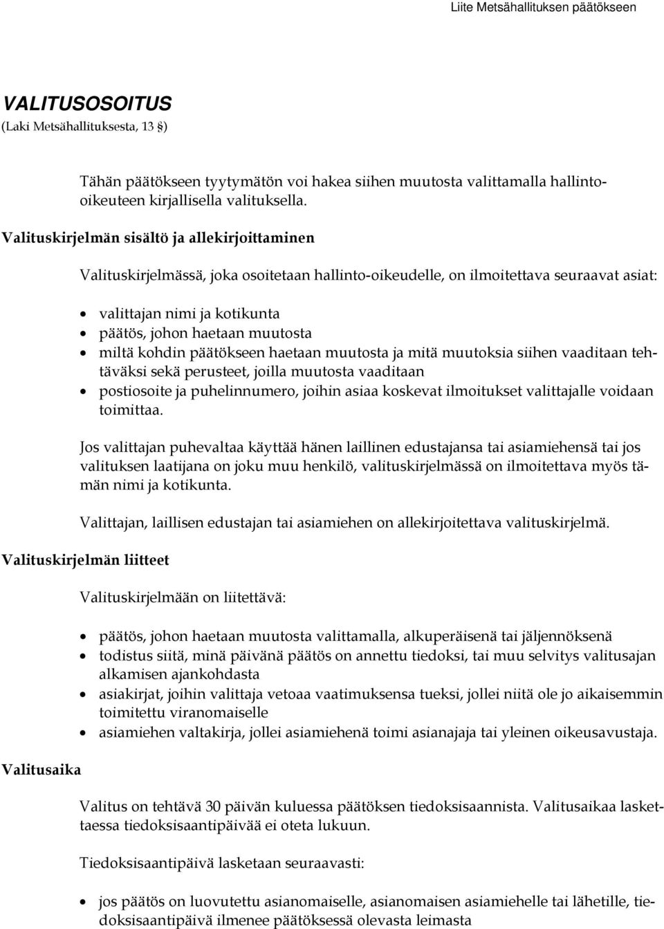 miltä kohdin päätökseen haetaan muutosta ja mitä muutoksia siihen vaaditaan tehtäväksi sekä perusteet, joilla muutosta vaaditaan postiosoite ja puhelinnumero, joihin asiaa koskevat ilmoitukset