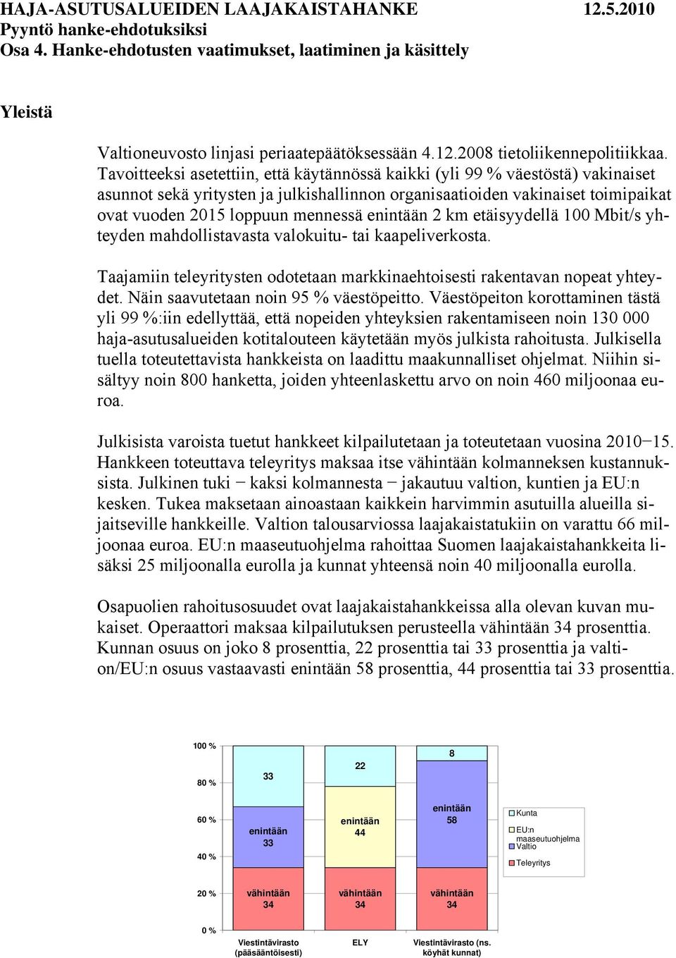 enintään 2 km etäisyydellä 100 Mbit/s yhteyden mahdollistavasta valokuitu- tai kaapeliverkosta. Taajamiin teleyritysten odotetaan markkinaehtoisesti rakentavan nopeat yhteydet.