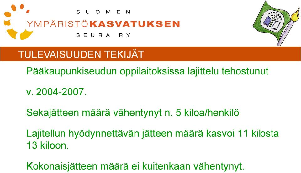 Sekajätteen määrä vähentynyt n.