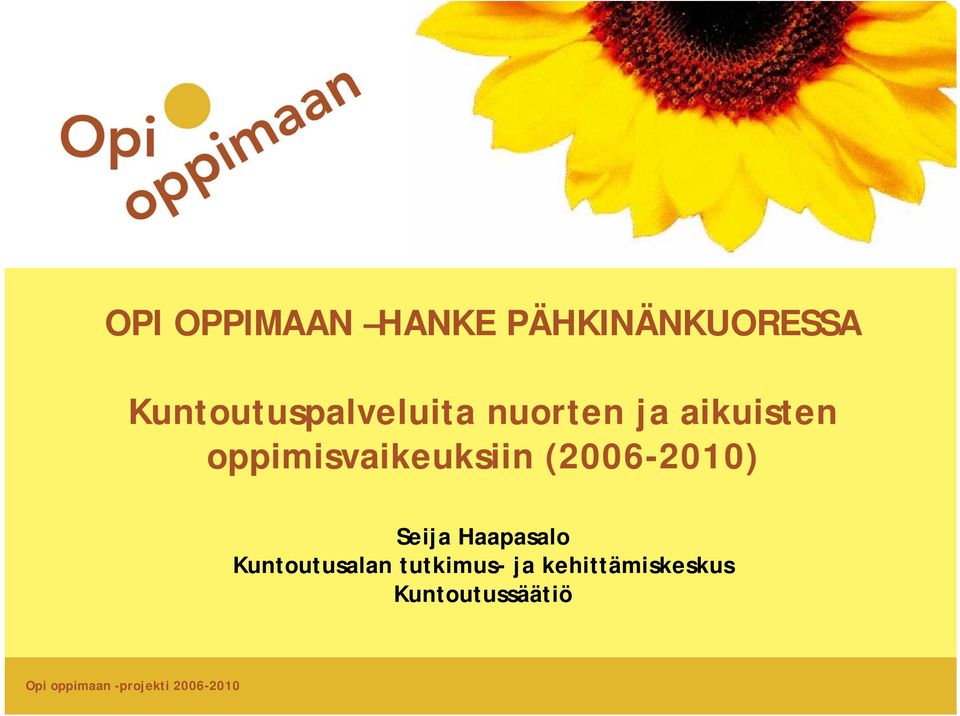 oppimisvaikeuksiin (2006-2010) Seija