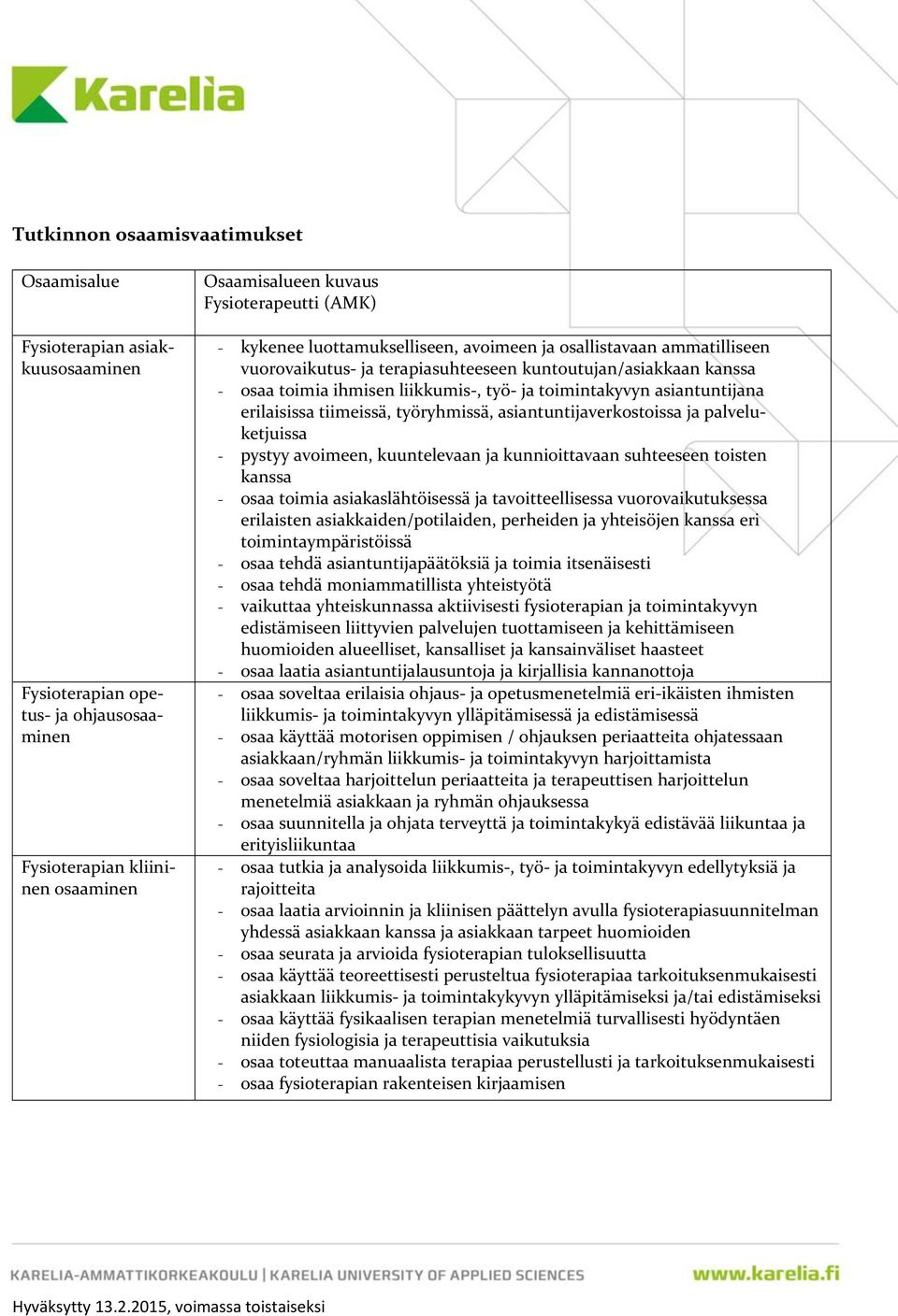 asiantuntijana erilaisissa tiimeissä, työryhmissä, asiantuntijaverkostoissa ja palveluketjuissa - pystyy avoimeen, kuuntelevaan ja kunnioittavaan suhteeseen toisten kanssa - osaa toimia