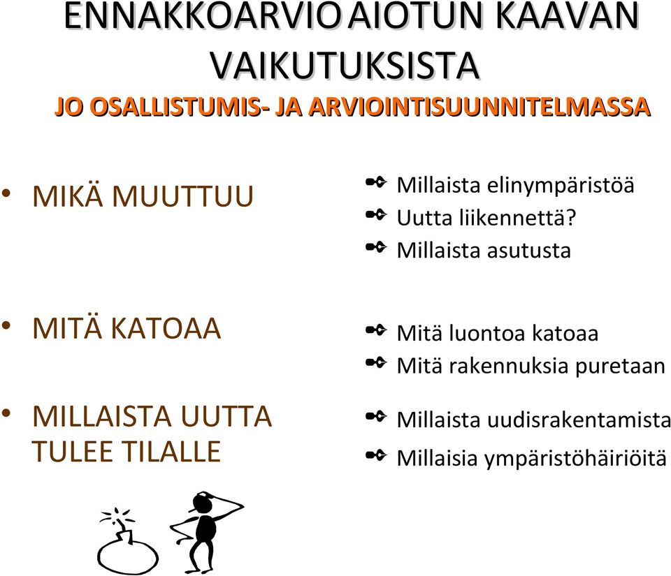 TILALLE Millaista elinympäristöä Uutta liikennettä?