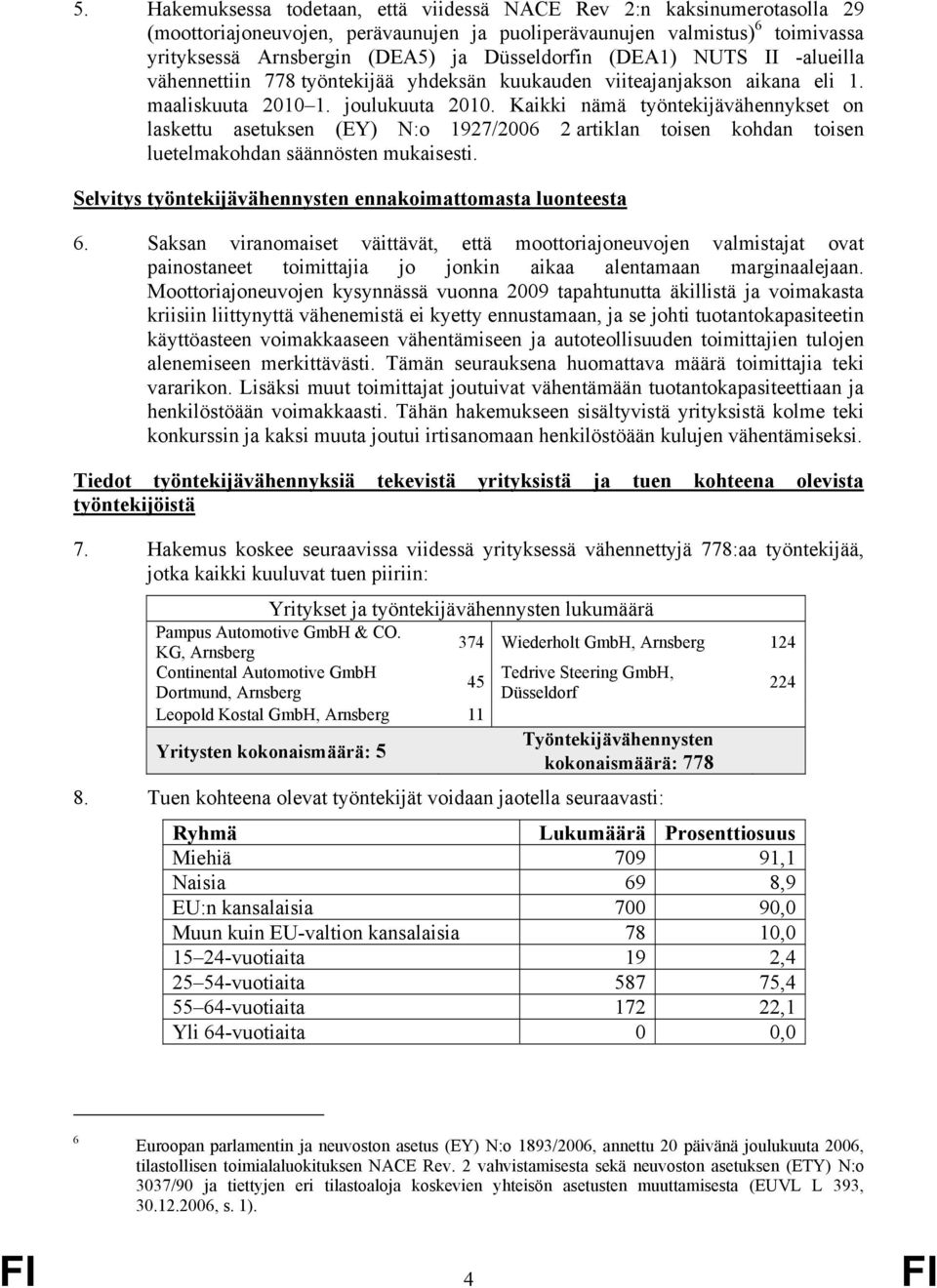 Kaikki nämä työntekijävähennykset on laskettu asetuksen (EY) N:o 1927/2006 2 artiklan toisen kohdan toisen luetelmakohdan säännösten mukaisesti.