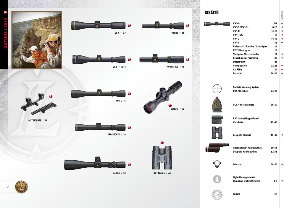 BallisticsAimingSystem CDS/Ristikot 24-27 VX-1 / 16 RCX -riistakamera 36-39 Mark 6 / 29 ims Mounts / 55 RX laseretäisyysmittari Vendetta 40-45 Crossbones / 20