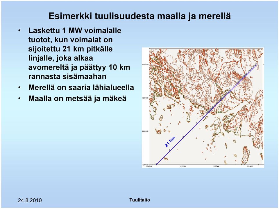 avomereltä ja päättyy 10 km rannasta sisämaahan