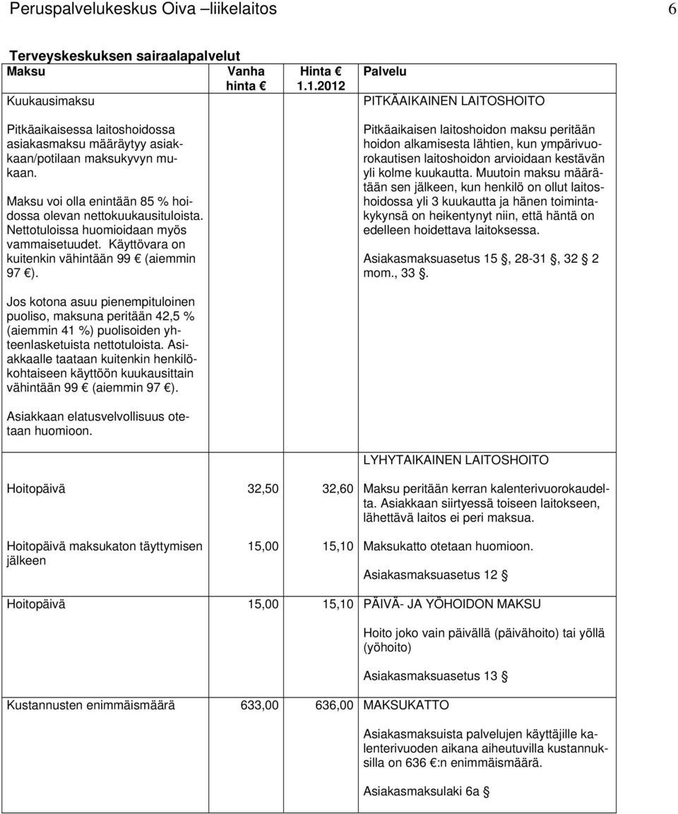 Jos kotona asuu pienempituloinen puoliso, maksuna peritään 42,5 % (aiemmin 41 %) puolisoiden yhteenlasketuista nettotuloista.