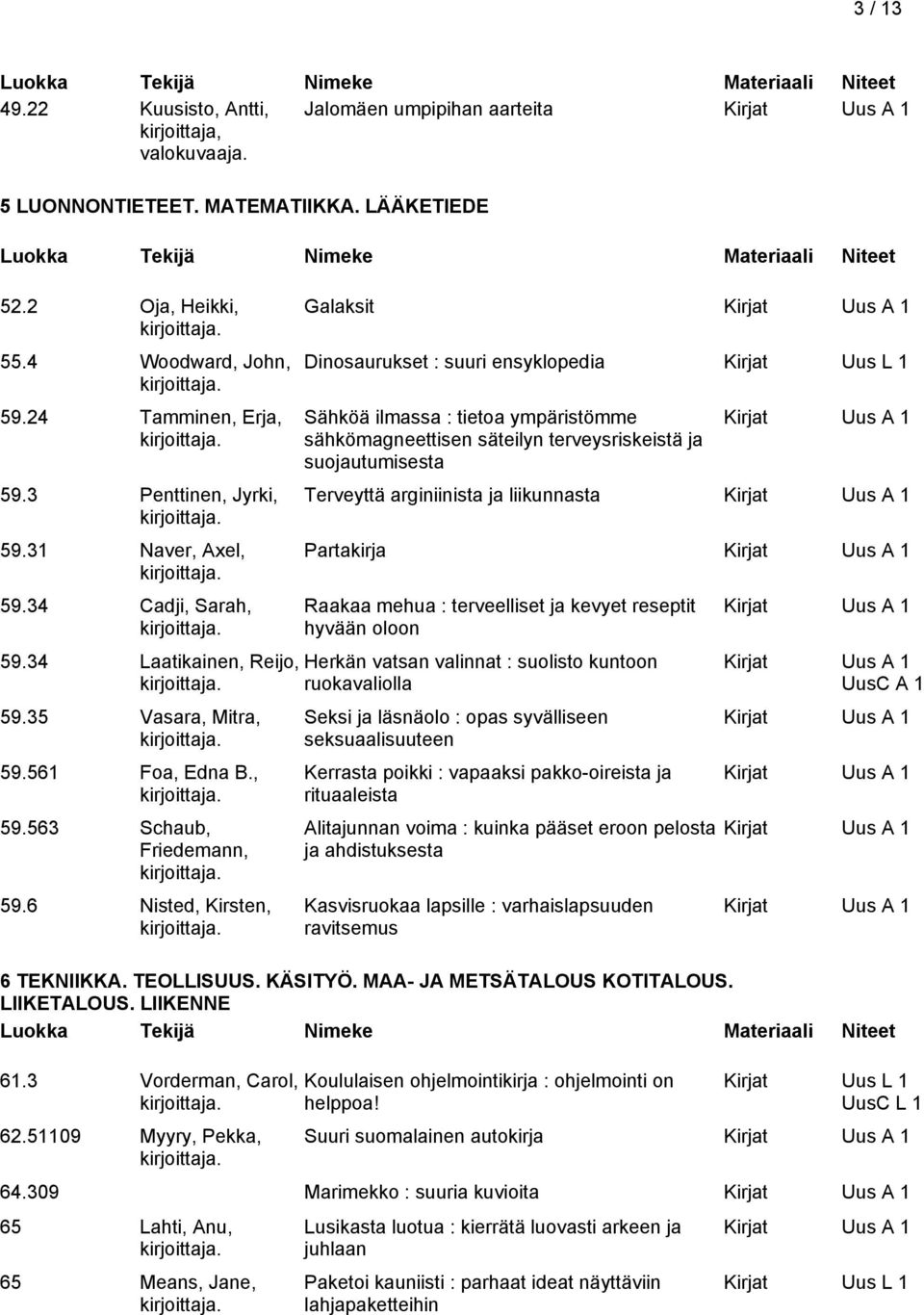 509 Myyry, Pekka, Galaksit Dinosaurukset : suuri ensyklopedia Kirjat Uus L Sähköä ilmassa : tietoa ympäristömme sähkömagneettisen säteilyn terveysriskeistä ja suojautumisesta Terveyttä arginiinista