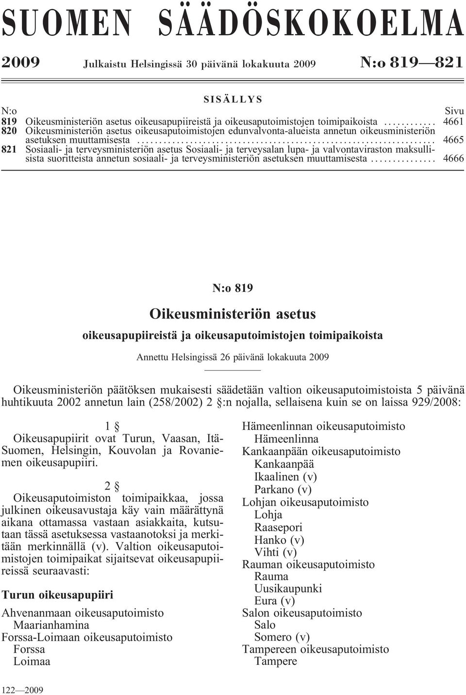 .. 4665 821 Sosiaali- ja terveysministeriön asetus Sosiaali- ja terveysalan lupa- ja valvontaviraston maksullisista suoritteista annetun sosiaali- ja terveysministeriön asetuksen muuttamisesta.