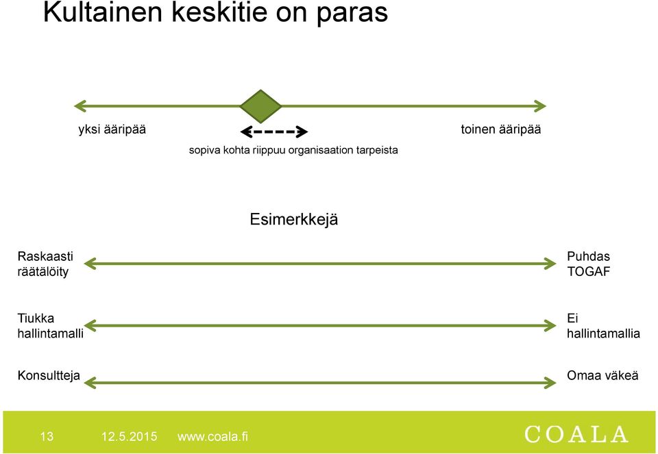 Esimerkkejä Raskaasti räätälöity Puhdas TOGAF Tiukka