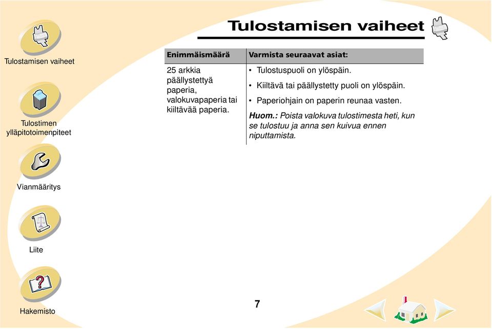 Kiiltävä tai päällystetty puoli on ylöspäin.