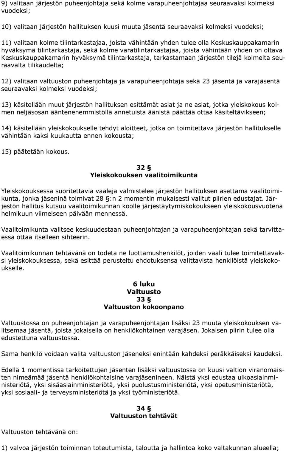 hyväksymä tilintarkastaja, tarkastamaan järjestön tilejä kolmelta seuraavalta tilikaudelta; 12) valitaan valtuuston puheenjohtaja ja varapuheenjohtaja sekä 23 jäsentä ja varajäsentä seuraavaksi