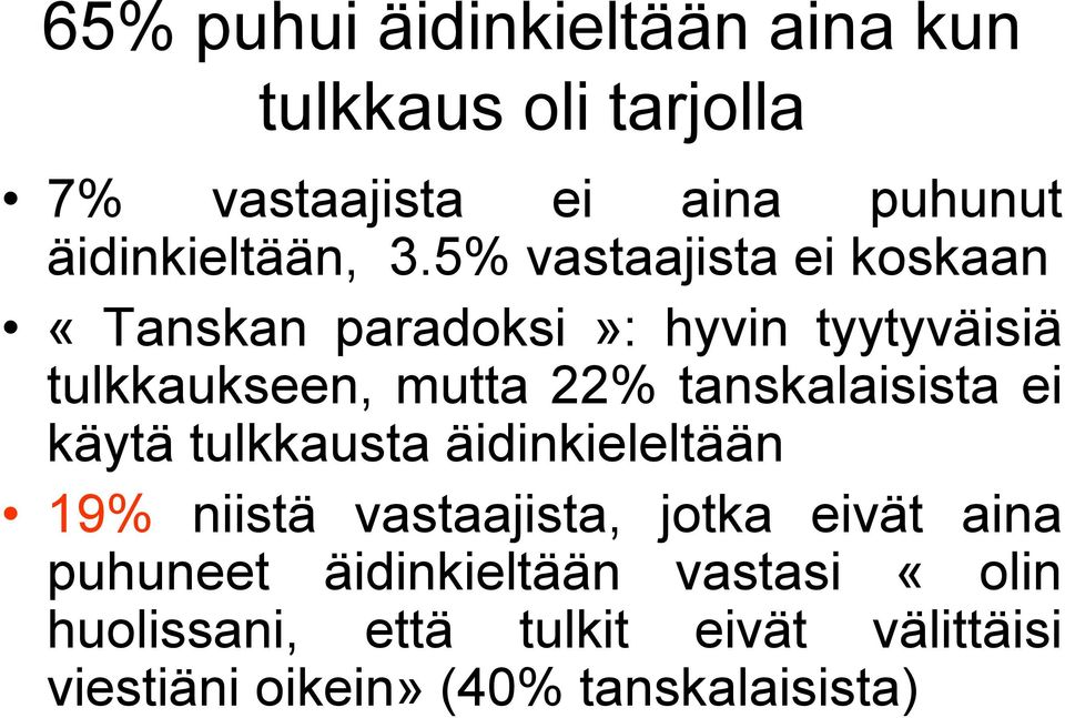 5% vastaajista ei koskaan «Tanskan paradoksi»: hyvin tyytyväisiä tulkkaukseen, mutta 22%
