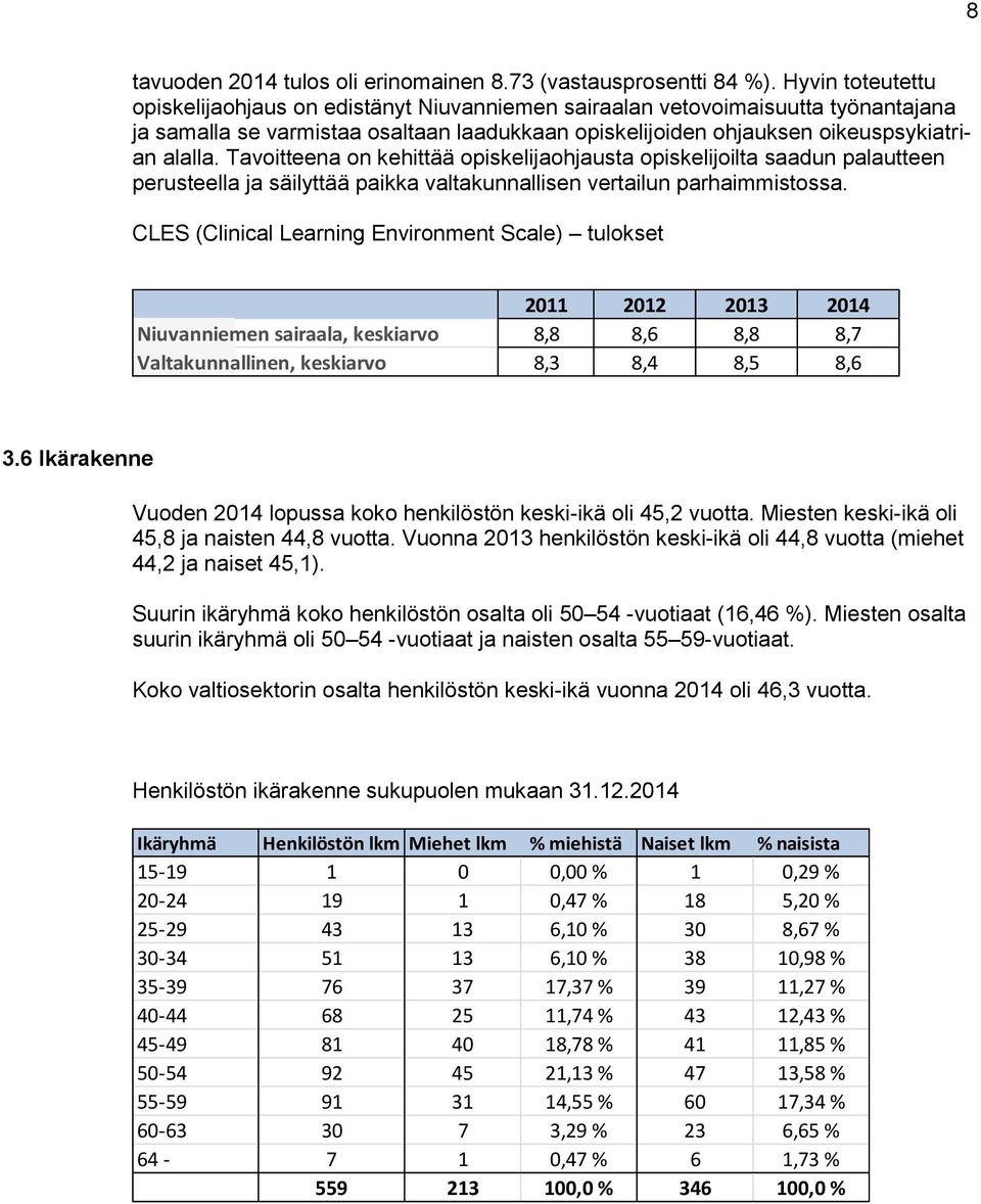 Tavoitteena on kehittää opiskelijaohjausta opiskelijoilta saadun palautteen perusteella ja säilyttää paikka valtakunnallisen vertailun parhaimmistossa.