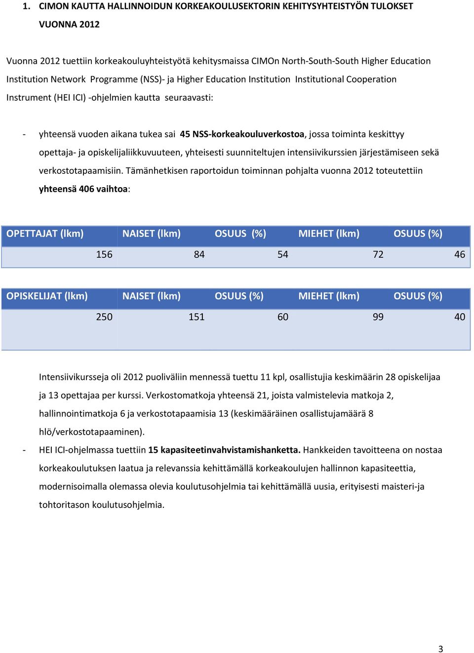jossa toiminta keskittyy opettaja ja opiskelijaliikkuvuuteen, yhteisesti suunniteltujen intensiivikurssien järjestämiseen sekä verkostotapaamisiin.