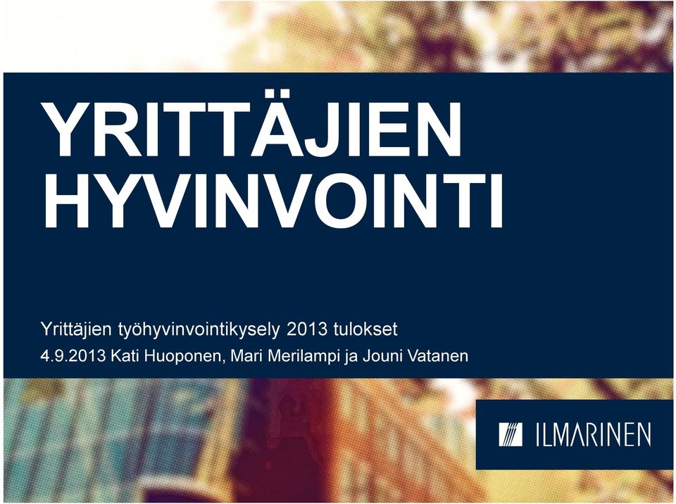 työhyvinvointikysely 2013