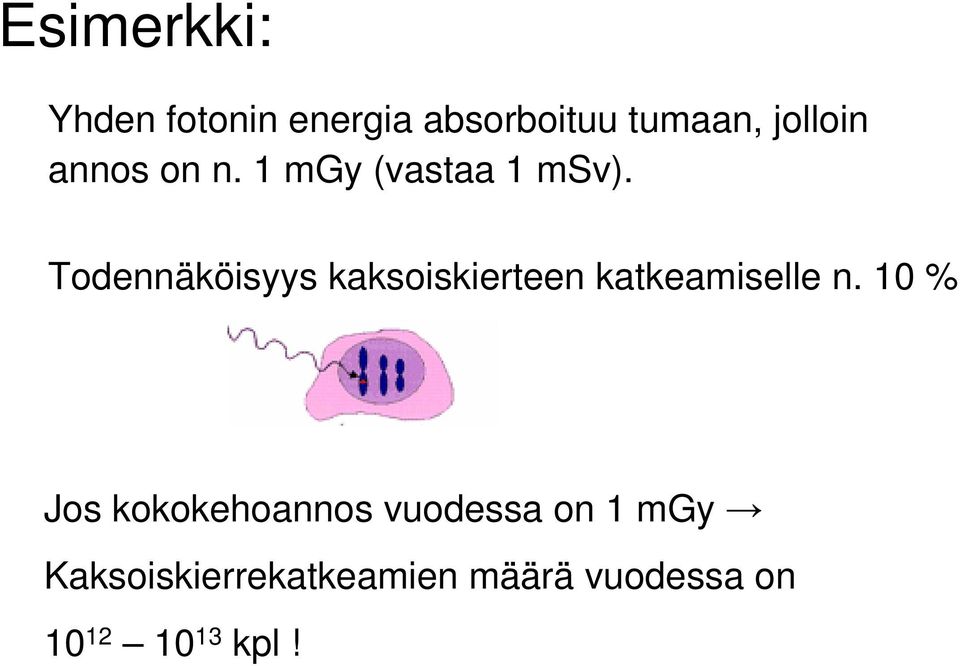 Todennäköisyys kaksoiskierteen katkeamiselle n.