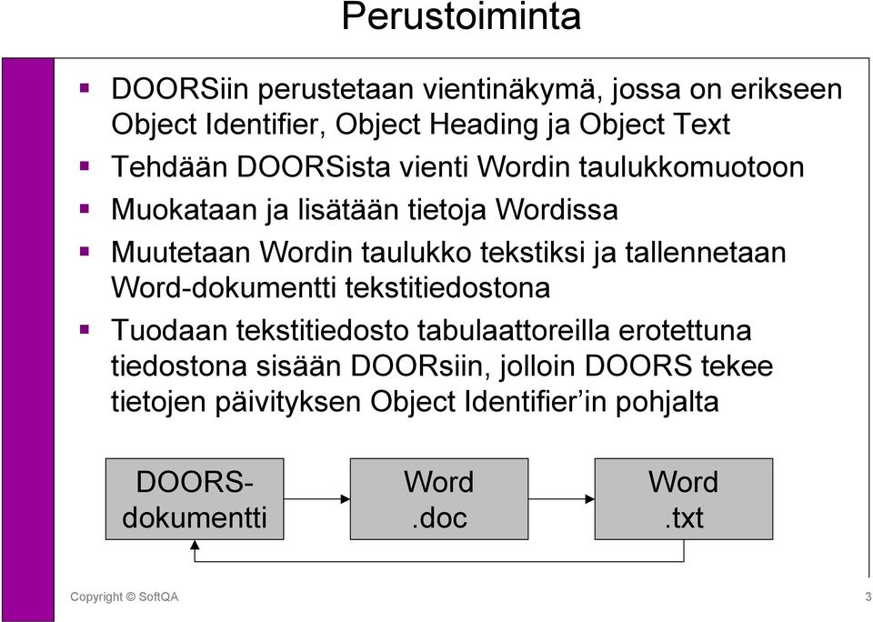 tekstiksi ja tallennetaan Word-dokumentti tekstitiedostona Tuodaan tekstitiedosto tabulaattoreilla erotettuna